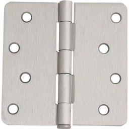 Design House 4 in. x 1/4 in. Radius Satin Nickel Steel Door Hinge Value Pack (3-Pack) thumbnail 1