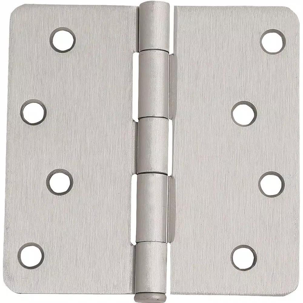 Design House 4 in. x 1/4 in. Radius Satin Nickel Steel Door Hinge Value Pack (3-Pack)