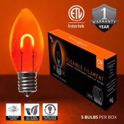 Wintergreen Lighting FlexFilament C9 LED Shatterproof Orange Vintage Edison Replacement Bulbs (5-Pack) thumbnail 2