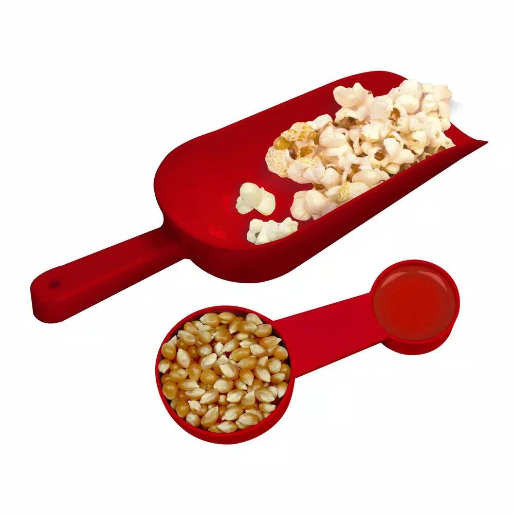 West Bend Popcorn Cart Popcorn Popper with 2.5 oz Non-Stick Stainless Steel Kettle, Red