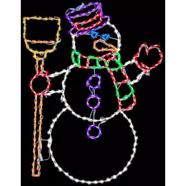 Fraser Hill Farm 57 in. Christmas Snowman Holding Broom LED Light Sculpture