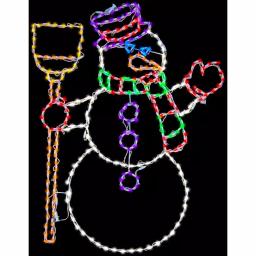 Fraser Hill Farm 57 in. Christmas Snowman Holding Broom LED Light Sculpture thumbnail 1