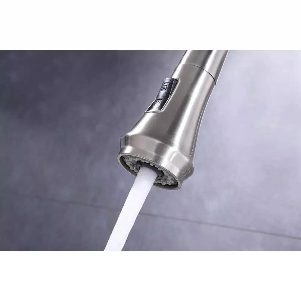 Vanity Art Brushed Nickel Single-Handle Pull-Down Kitchen Faucet with Spray Wand