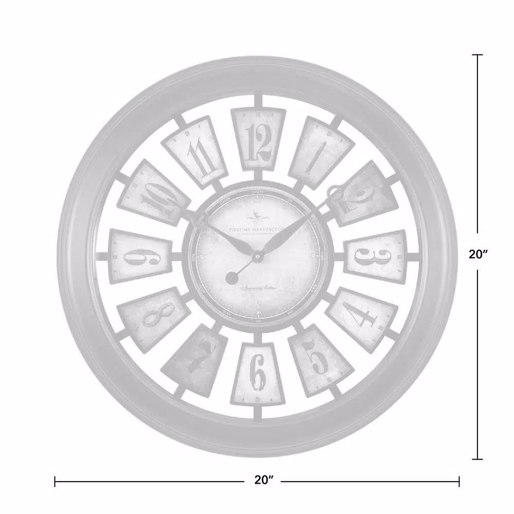 FirsTime & Co. FirsTime 22.5 in. Round Numeral Plaques Wall Clock, Multicolor Modern Quartz Analog