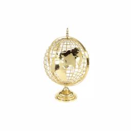 LITTON LANE 25 in. Gold Metal Spinning Decorative Globe with Hammered Topographical Design thumbnail 2
