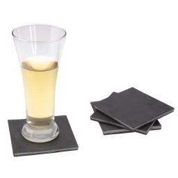Creative Home Natural Dark Gray Slate Coaster Set of 4 - 4 in. x 4 in. Rustic Stone Coasters thumbnail 4