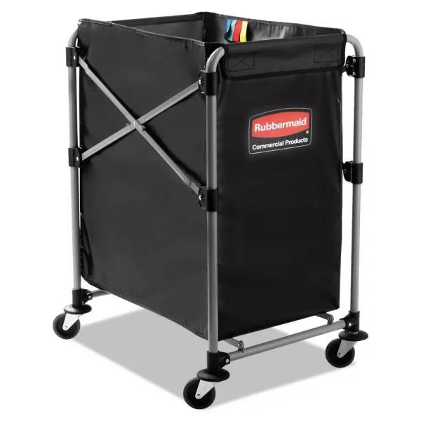 Rubbermaid Commercial Products Executive 4-Bushel Collapsible Basket X-Cart, Powder-Coated Steel, Black/Silver