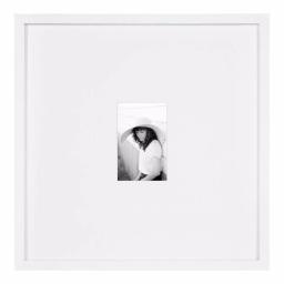DesignOvation Gallery 17 x 17 in. White Wood Picture Frame, Matted to 4 x 6 in. thumbnail 1