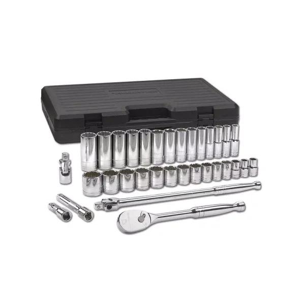 GEARWRENCH 33-Piece 1/2 in. Drive 12-Point SAE Mechanics Tool Set with Standard and Deep Sockets