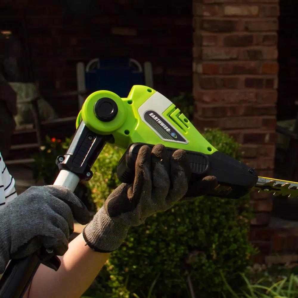 Earthwise 20V Cordless Pole Hedge Trimmer, 20 in. Blade, 2 Ah Battery and Charger Included