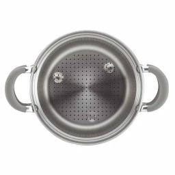 Circulon Elementum 5 Qt. Hard-Anodized Nonstick Multipot with Steamer Insert, Oyster Gray thumbnail 2