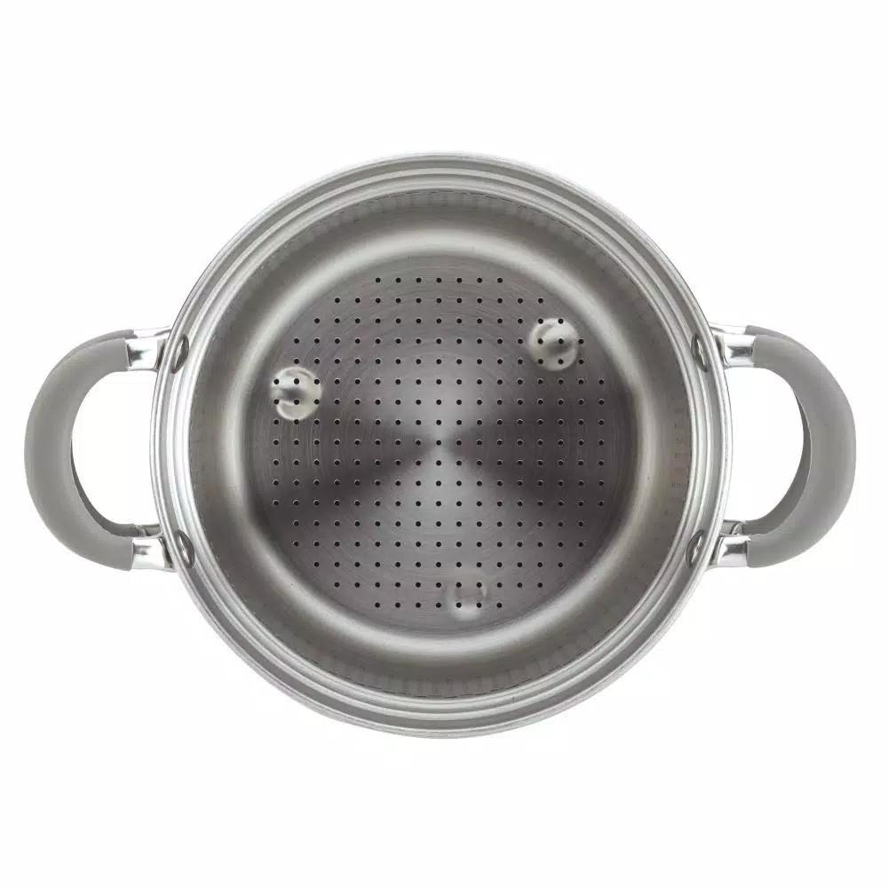 Circulon Elementum 5 Qt. Hard-Anodized Nonstick Multipot with Steamer Insert, Oyster Gray
