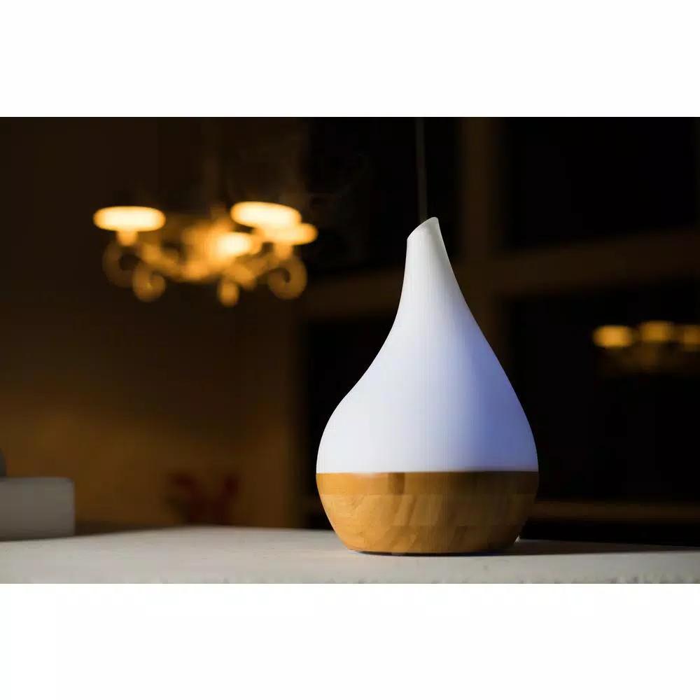 X Brand Canary Glass and Bamboo Ultrasonic Aroma Diffuser with LED Lights