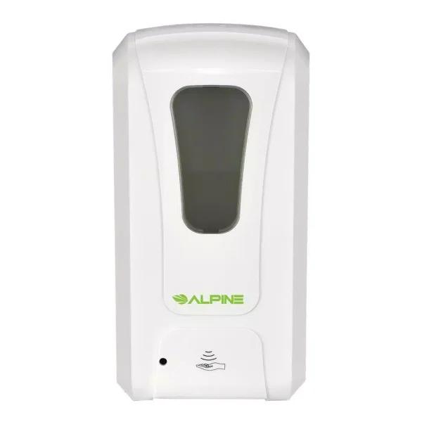 Alpine Industries 1200ml Automatic Wall Mount Soap and Gel Hand Sanitizer Dispenser, White