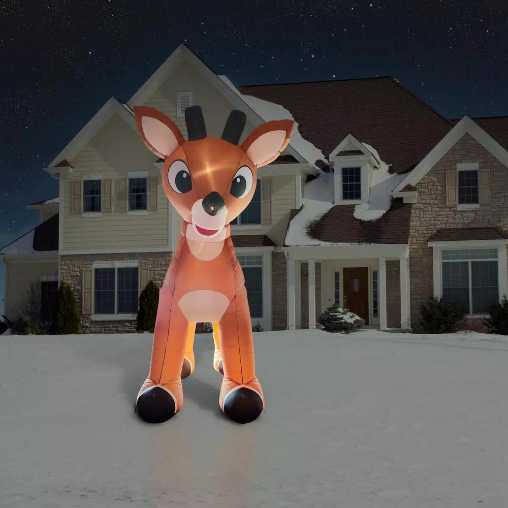 Fraser Hill Farm 15 ft. Pre-Lit Reindeer Christmas Inflatable with Moving Head