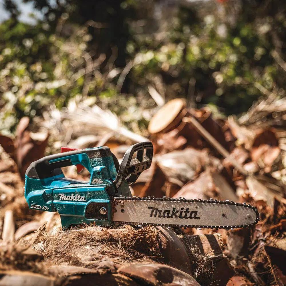 Makita 18V X2 LXT 36V Cordless Blower and 14 in. Top Handle Chainsaw Combo Kit with (2) 5 Ah Batteries & Charger