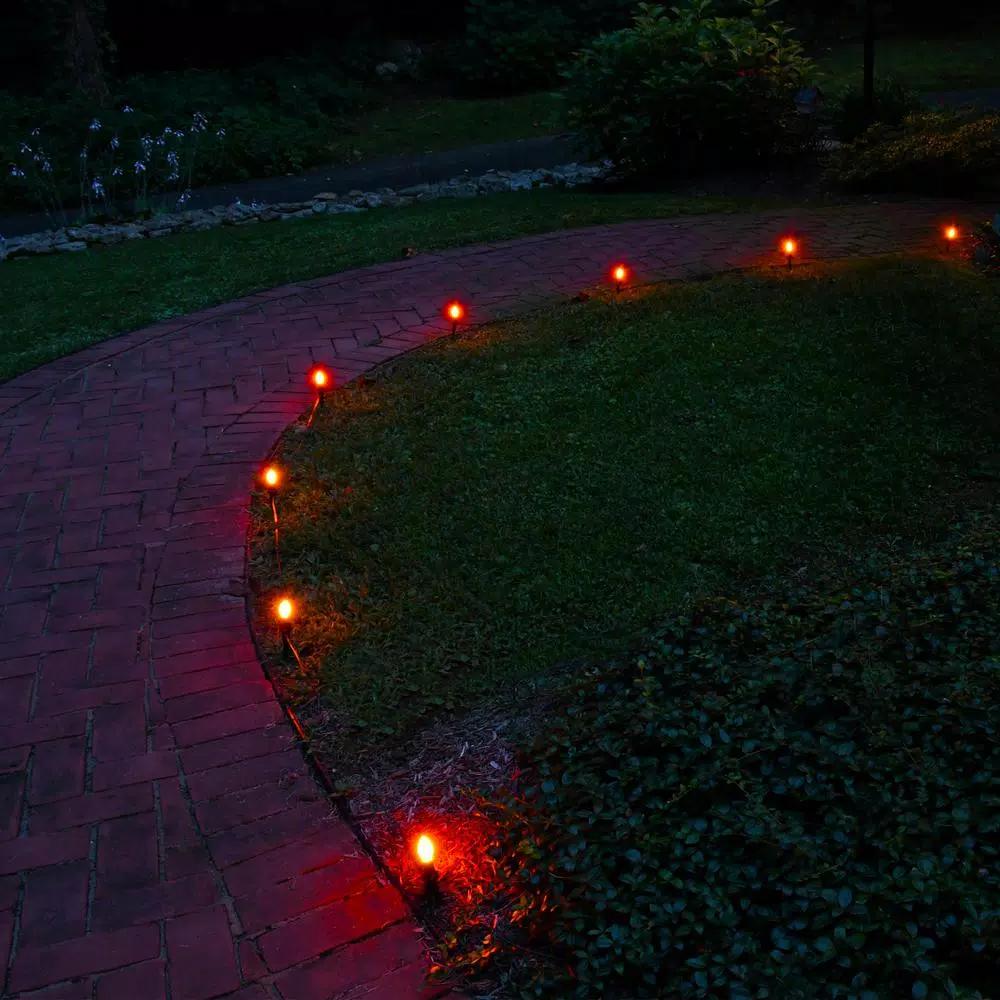 LUMABASE Orange Halloween Pathway Lights, 10-Count C7 Incandescent Bulb Set with 30 ft. Cord