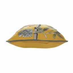 LR Home Scenic Yellow Floral Birds Throw Pillow - 20 x 20 in. Cotton Square Accent Pillow thumbnail 6