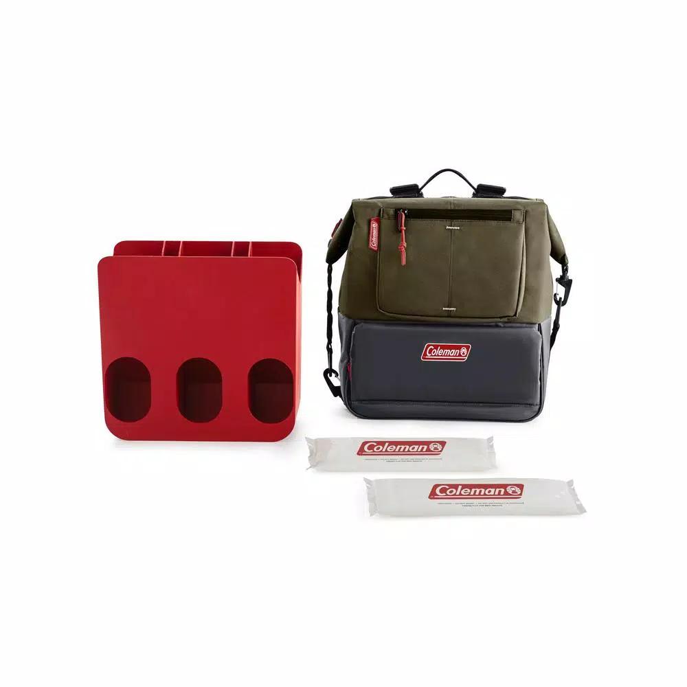 Coleman 4.5QT Convertible Can-Dispensing Backpack Cooler with Reusable Ice Packs, Olive