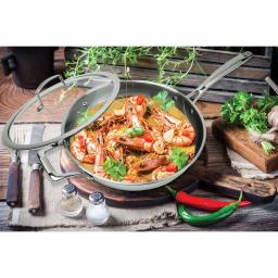 MasterPan 11 in. 3-Ply Stainless Steel Non-Stick Wok with Glass Lid thumbnail 5