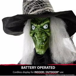 Haunted Hill Farm 6.5 ft. Animatronic Wicked Witch Halloween Prop with Sound and Light thumbnail 6