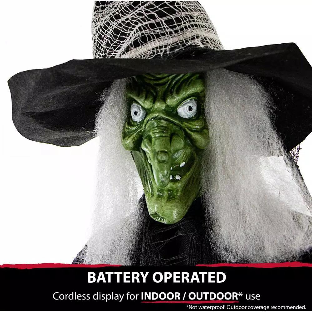Haunted Hill Farm 6.5 ft. Animatronic Wicked Witch Halloween Prop with Sound and Light