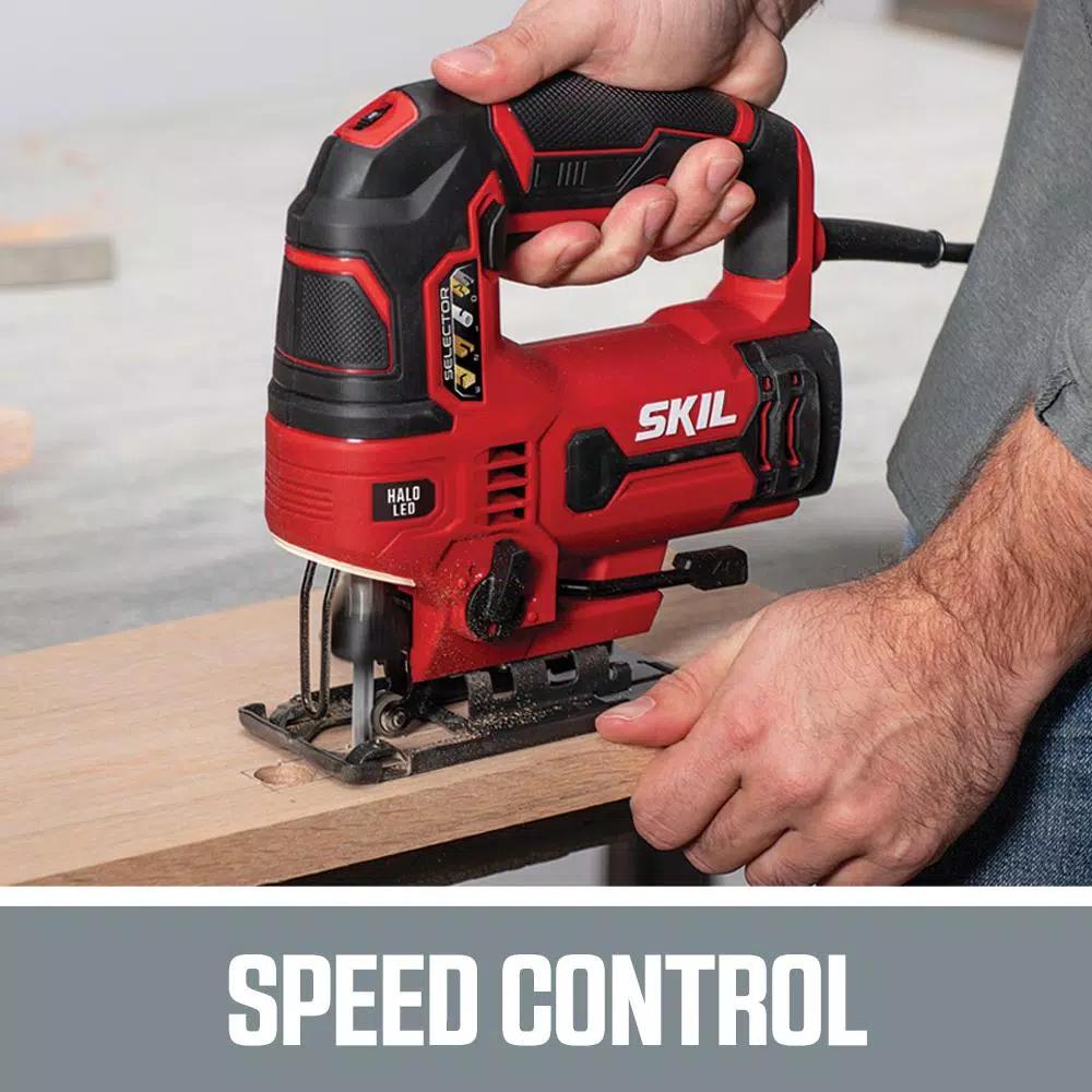 SKIL 6 Amp Corded Electric Orbital Jigsaw with Halo Light and Tool-Free Blade Change