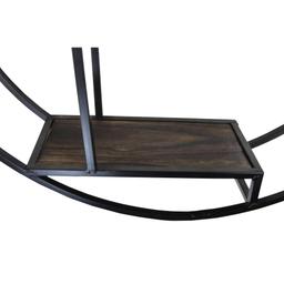 Admired By Nature 23 in. Black Round 3-Tier Iron and Wood Wall-Mounted Floating Shelves thumbnail 4