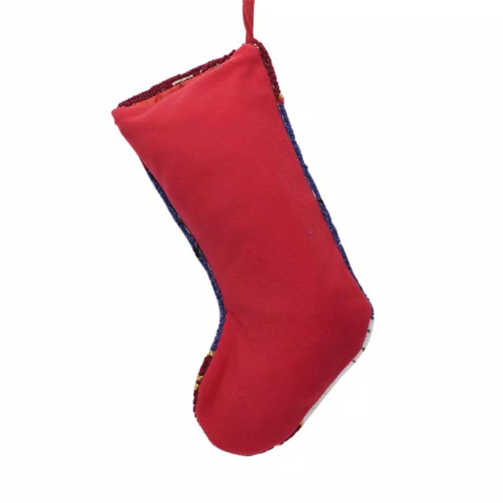 Glitzhome 19 in. Hooked Christmas Stocking with Snowman Design