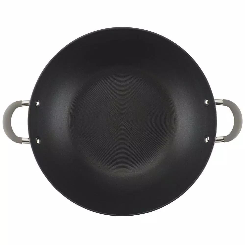 Circulon Elementum 14-Inch Hard-Anodized Nonstick Covered Wok with Side Handles, Oyster Gray