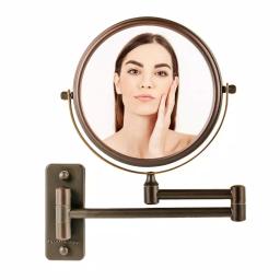 Ovente Wall Mounted Dual-Sided Makeup Mirror, 1x/10x Magnification, Antique Bronze thumbnail 1