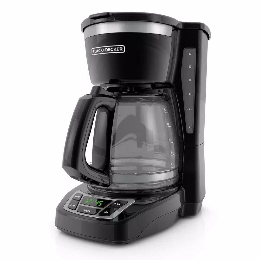 Black+Decker 12-Cup Programmable Drip Coffee Maker with Sneak-A-Cup Technology, Black