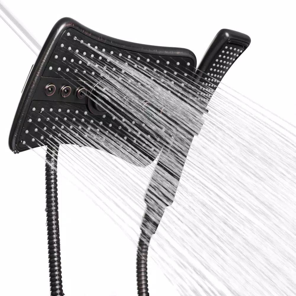 AKDY 9 in. Dual Shower Head and Handheld Wand Combo, 4 Spray Modes, Antique Bronze