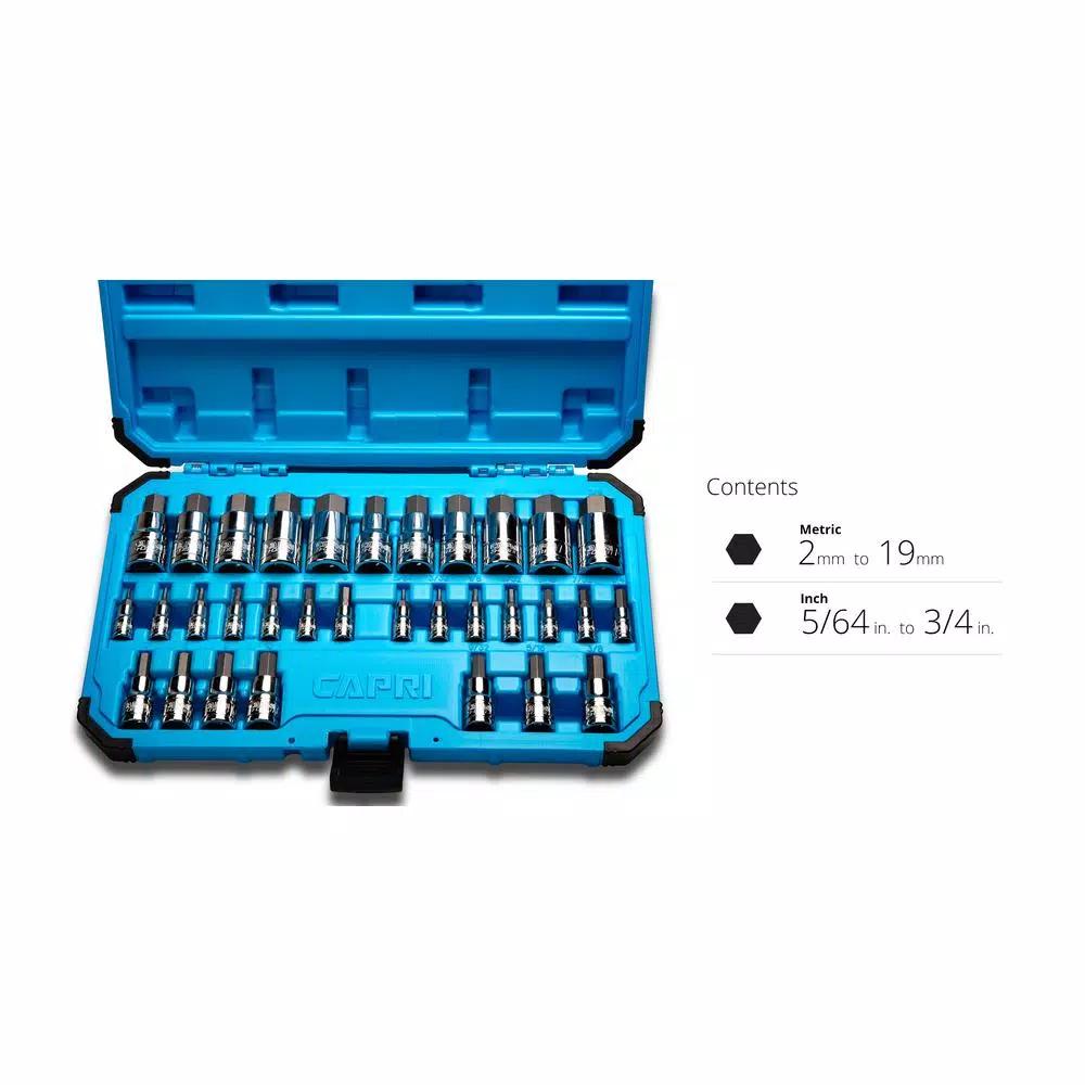 Capri Tools Hex Master Bit Socket Set, 32-Piece SAE and Metric