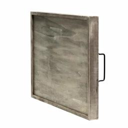 Elegant Designs Our Nest Rustic Gray Wooden Decorative Serving Tray with Black Metal Handles thumbnail 5