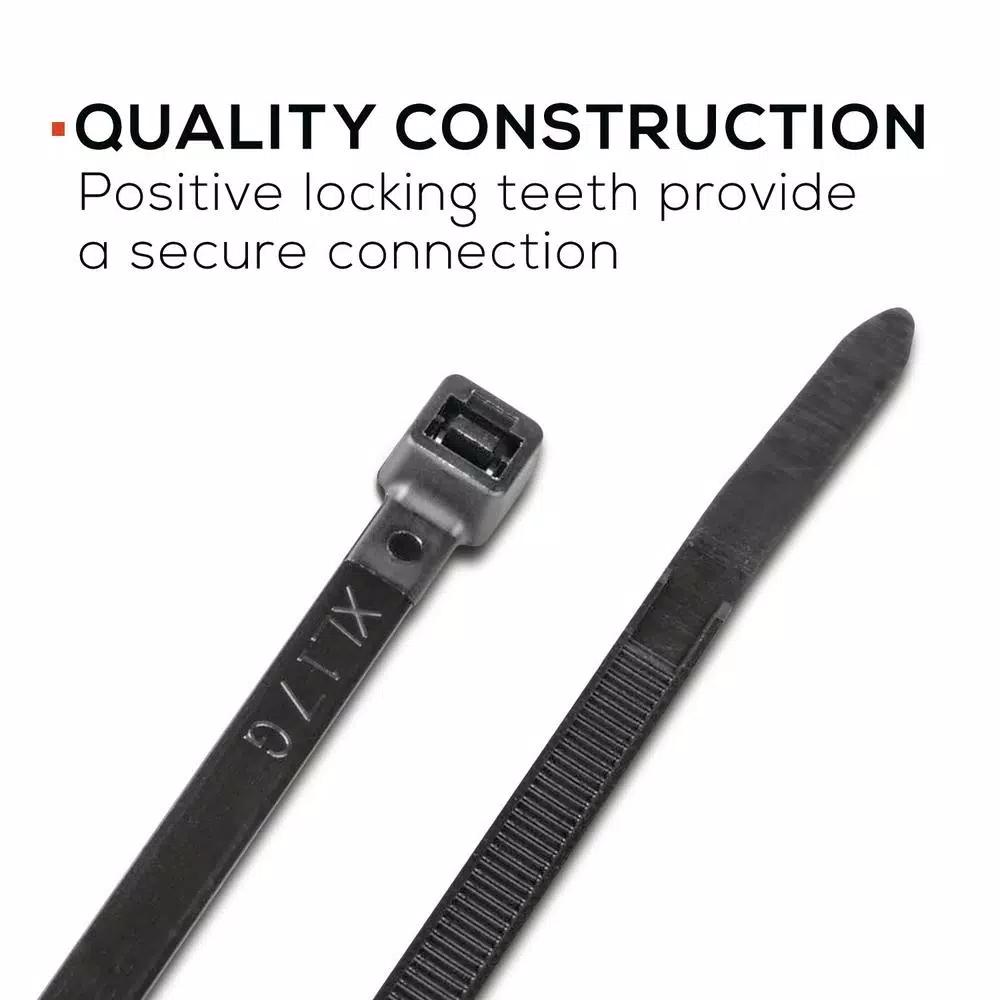 TR Industrial 12 in. UV Resistant Nylon Cable Ties, Black (500-Pack)