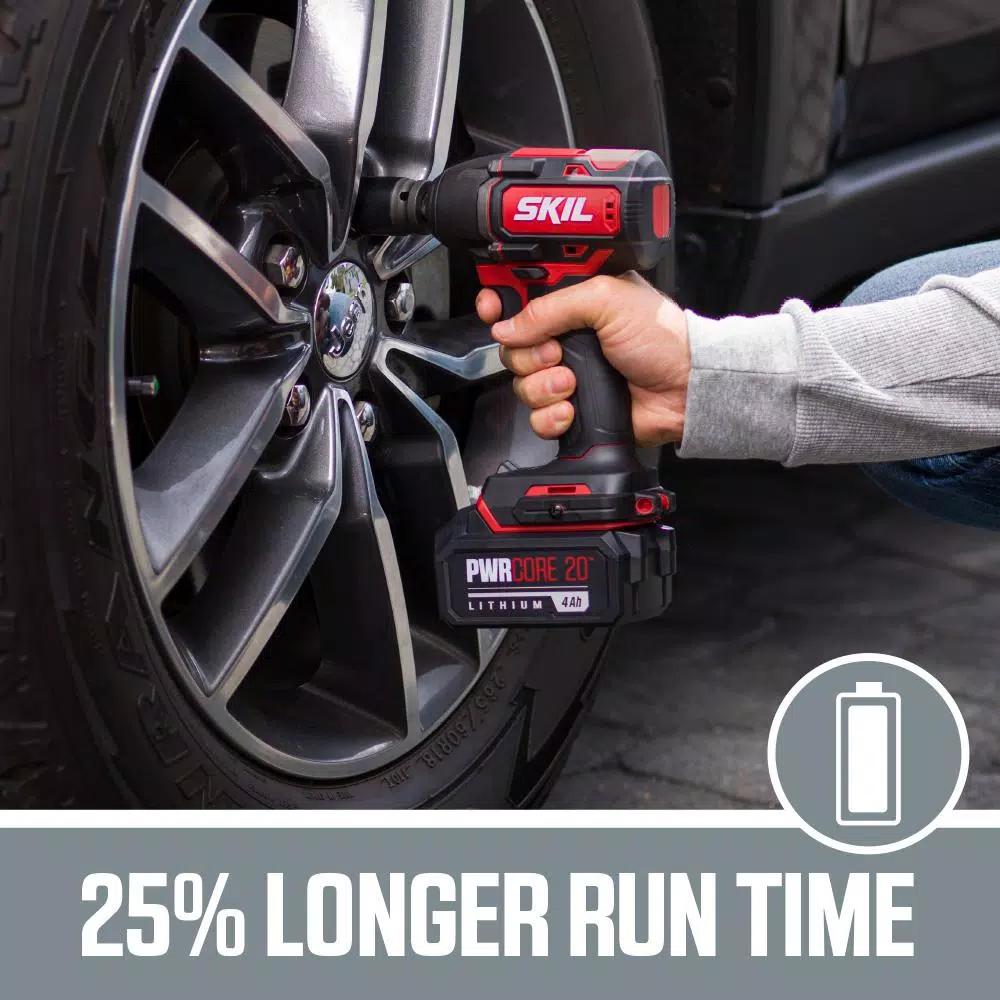 Skil PWRCore 20V Brushless 1/2 in. Cordless Impact Wrench Kit with 5.0 Ah Battery and PWRJump Charger