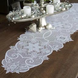 Heritage Lace Snowflake White Floral Polyester Lace Table Runner, 19 in. x 65 in. thumbnail 2