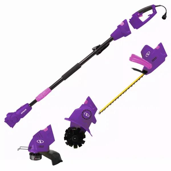 Sun Joe 4.5 Amp Electric Multi-Tool Lawn Care System with Hedge Trimmer, String Trimmer, and Tiller