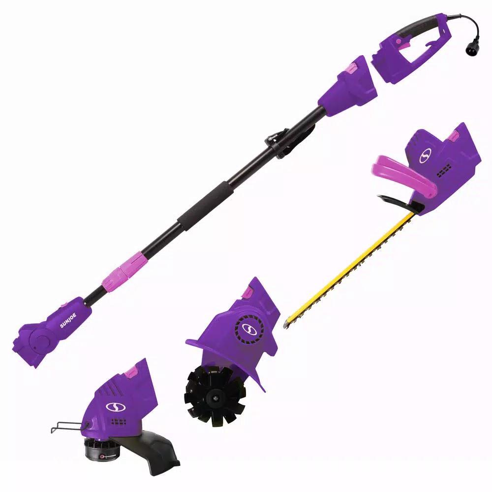 Sun Joe 4.5 Amp Electric Multi-Tool Lawn Care System with Hedge Trimmer, String Trimmer, and Tiller