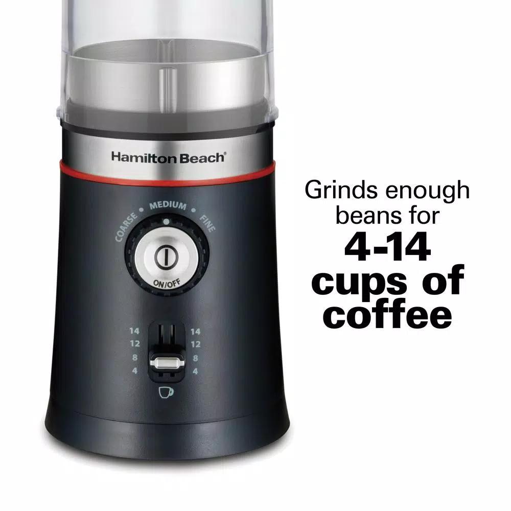 Hamilton Beach Custom Grind 5 oz. Black Blade Coffee Grinder, Electric with Removable Stainless Steel Chamber