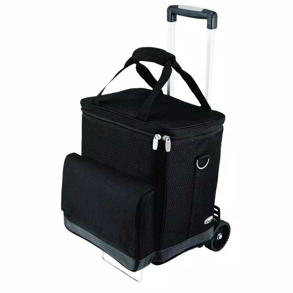 Picnic Time Cellar 6-Bottle Wine Tote and Insulated Rolling Cooler with Trolley