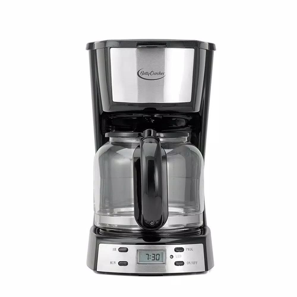Betty Crocker 12-Cup Programmable Drip Coffee Maker with Stainless Steel Accents and Automatic Shutoff
