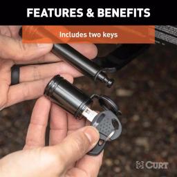 CURT 5/8" Barbell Hitch Lock for 2" Receiver, Black Steel thumbnail 3