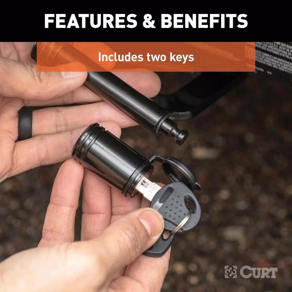 CURT 5/8" Barbell Hitch Lock for 2" Receiver, Black Steel