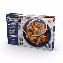 GRANITESTONE Classic Blue 14 in. Aluminum Mineral and Diamond Infused Nonstick Skillet with Glass Lid thumbnail 2