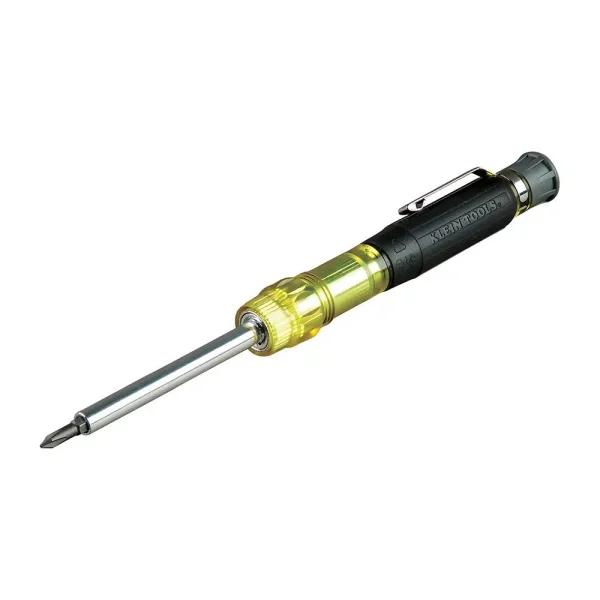 Klein Tools 3-in-1 HVAC Pocket Multibit Screwdriver with Concealable Tips and Schrader Bit