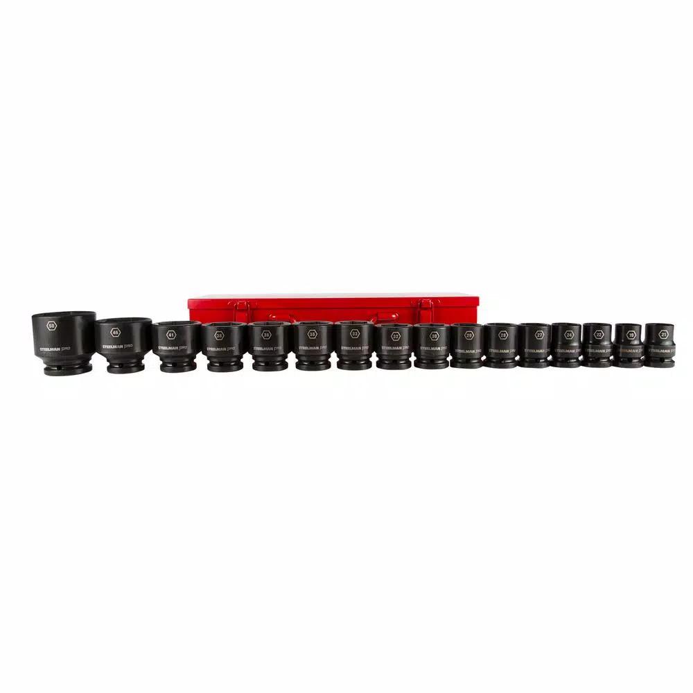 Steelman PRO 79315 3/4 in. Drive 6-Point Metric Impact Socket Set, 16-Piece