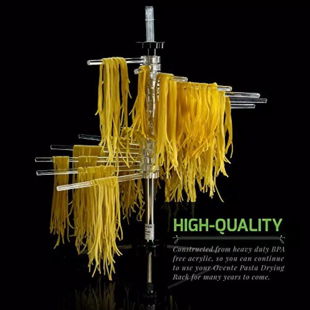 Ovente BPA-Free Acrylic Pasta Drying Rack with Spiral Wand and Sturdy 3-Legged Base