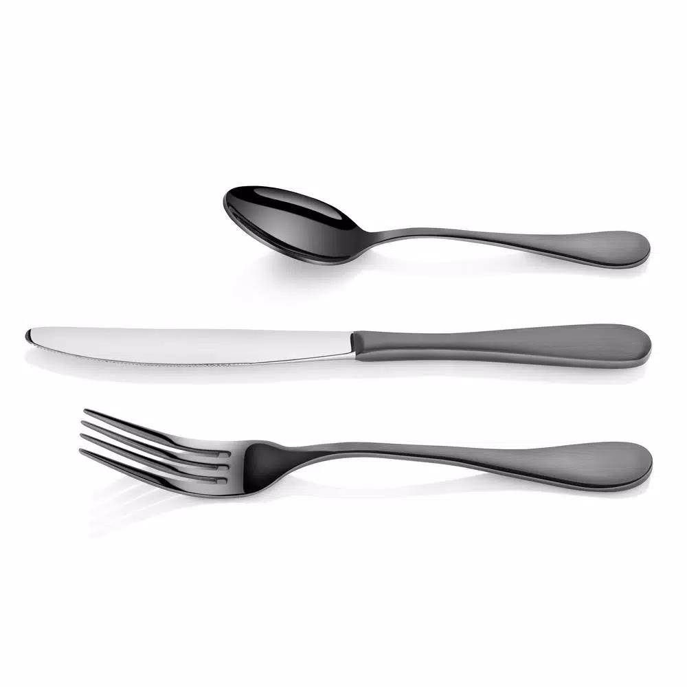 Artaste Rain 36-Piece 18/10 Stainless Steel Flatware Set, Black Titanium Finish, Service for 12